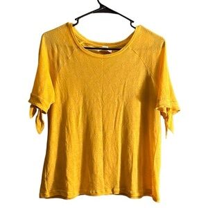 INTROPIA Orange Blouse Tie Sleeves Size Small EUC #1032-OAK